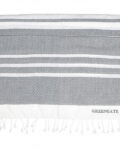 Table runner Stripe grey with fringes