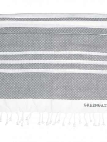 Table runner Stripe grey with fringes