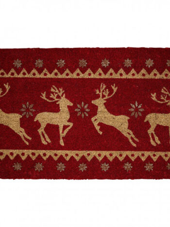 Doormat red w/reindeer