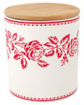 StorStorage jar Fleur red w/wooden lid medium