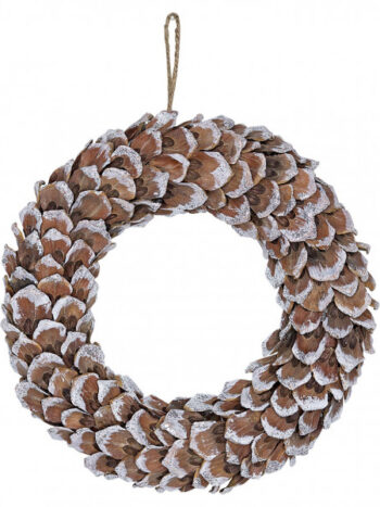 Wreath brown wooden w/shimmer hanging