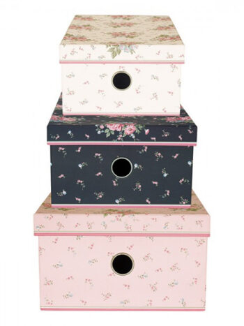 Storage box set of 3 assorted Marley pale pink