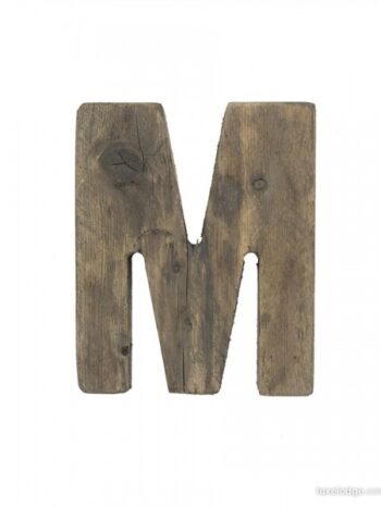 Lettera M decorativa in legno antico