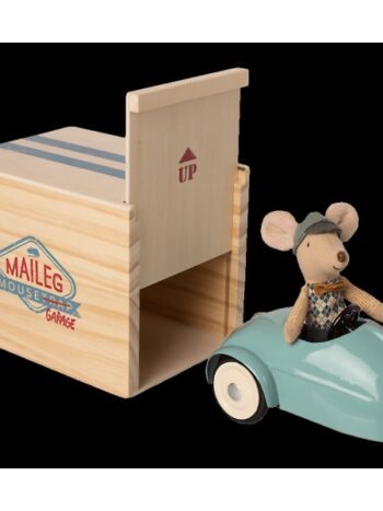 Maileg mouse car w. garage - blue