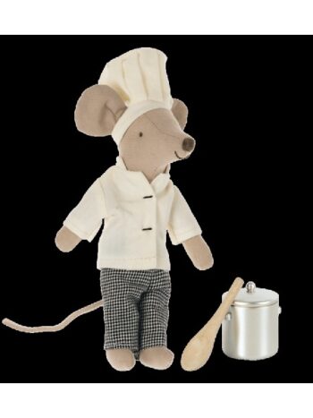 Maileg chef mouse w. pot and spoon